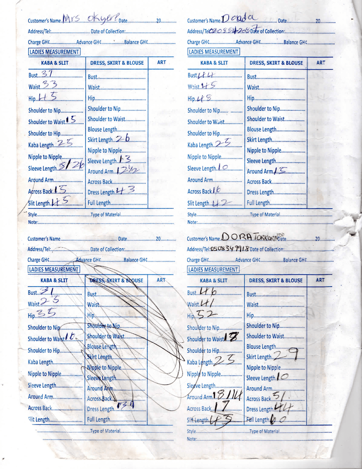 Traditional measurement notebook used by tailors for decades
